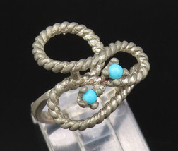 925 Silver - Vintage Double Turquoise Twisted Rope Knot Ring Sz 6 - RG25744 - $28.98