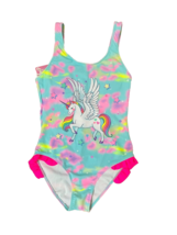 new Girl&#39;s UNICORN Swimsuit sz L (12-14years) padded swimming suit Rainb... - $14.75