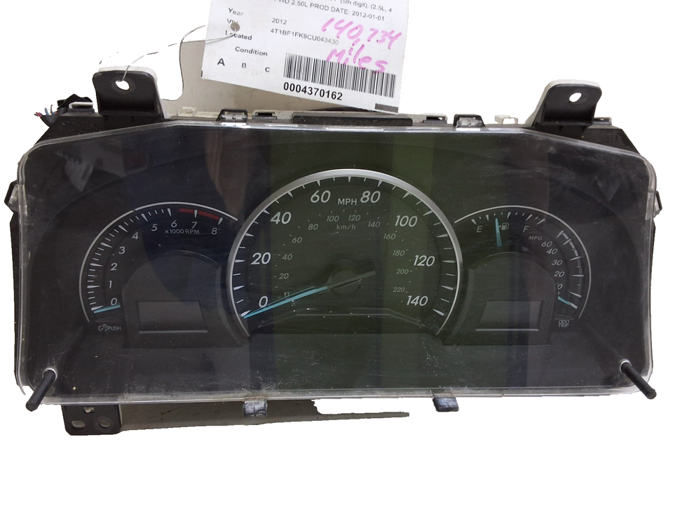12 Toyota Camry MPH speedometer VIN F 140,734 Miles OEM 83800-0X090 - $49.49