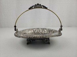 VICTORIAN ART NOUVEAU PAIRPOINT QUADRUPLE SILVER PLATE FOOTED BOWL HANDL... - £42.47 GBP