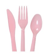 Party! 16 Forks, 16 Spoons &amp; 16 Knives, Pink - £5.26 GBP