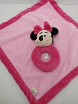 Disney Baby Minnie mouse pink plush baby security blanket ring rattle - $5.93