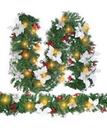 Glitinsel 2 Pack 6ft LED Christmas Garland Pine Cones Gold Berry 12ft - €19,28 EUR