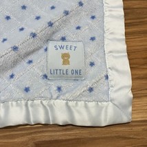 Child Of Mine Sweet Little One Baby Blanket Blue Star Teddy Bear Lovey 30.5x38.5 - £16.69 GBP