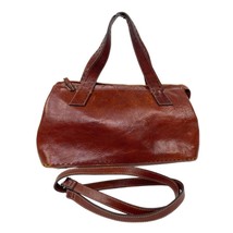 Fossil Genuine Leather Satchel Purse Tote Hand Bag Brown Double Handles - £33.09 GBP