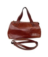 Fossil Genuine Leather Satchel Purse Tote Hand Bag Brown Double Handles - £32.95 GBP