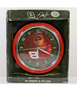 NIB NASCAR # 8 DALE EARNHARDT JR WALL CLOCK ROUND RED  BATTERY METAL FRAME  - £14.76 GBP