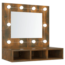 Modern Wooden Bathroom Toilet Mirror Cabinet With LED Lights &amp; Storage Shelves - £46.40 GBP+