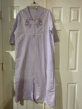 Collectors Etc   Plaid  Zipper  House Dress Pockets Embroidered L - $26.72
