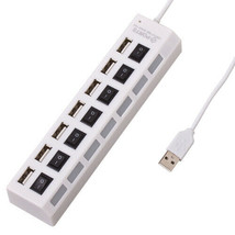 Slim 7-Port USB 2.0 Hub with Individual Power Switches and LEDs Plug&amp;Play White - £10.72 GBP