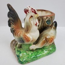 Antique Farmhouse Flower Pot Rooster Chicken 5.5x5x4 Inch Porcelain Ceramic - $26.18