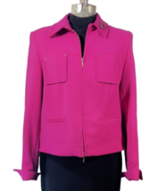 Anne Klein Zippered 4-Pocket Jacket in Hot Pink + Vintage Liz Claiborne Brooch - £34.36 GBP
