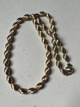 Vintage Finely Etched Goldtone Oval Barrel Bead on Chain Necklace – 23 inches lo - £8.88 GBP