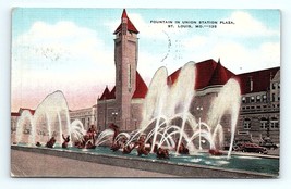 Postcard St. Louis Missouri Sculptures Fountain In Union Station Aloe Plaza 1942 - £5.14 GBP