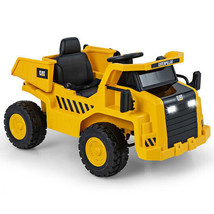 12V Caterpillar Licensed Kids Ride on Dump Truck with Tiltable Bump Bed-Yellow - £255.35 GBP