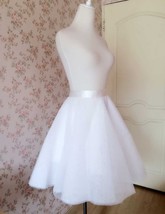 Fluffy White Tulle Skirt Outfit Women A-line Custom Plus Size Midi Party Skirt image 8