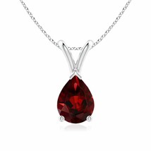 ANGARA Garnet Solitaire Pendant Necklace in 14K White Gold - £273.25 GBP