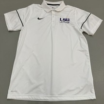 Nike Dri-Fit LSU Tigers Polo Shirt Men&#39;s Size L White Player Issued Lacrosse #20 - £19.61 GBP