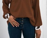 Unishe Cow Print Splicing Buttons Top Brown - $42.00