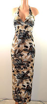 Cristina  Love Full-Length Halter Maxi Dress. Beige Brown - $38.99