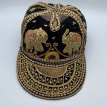 Vintage Sequined Stitched Hand Made Hat Made In Myanmar (Burma)  Elephants! - £51.37 GBP