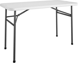 This 4-Foot Straight Folding Utility Table In White Is Perfect For Camping, - $67.93