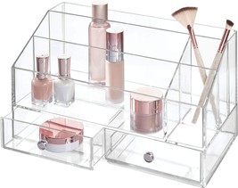 Clear Idesign Plastic Tiered Divided Cosmetic Organizer With Drawers For... - £31.99 GBP