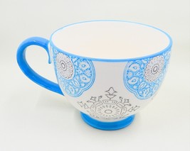 Dutch Wax by Coastline Imports Medallion Blue Latte Coffee Tea Mug Cup 14 oz - £19.66 GBP