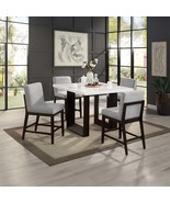 Edwyn Counter Height Chair 2Pc, Gray Linen &amp; Espresso Finish - $11,486.66 MXN