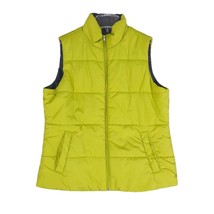 MADE FOR LIFE Women&#39;s M Green &amp; Navy Puffer Vest, Full Zip Pockets Insul... - £19.26 GBP