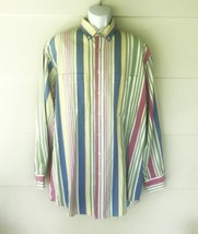 Lands’ End Striped Button Down Shirt Pastel Sz Tall Large 16 16 1/2 - £12.69 GBP