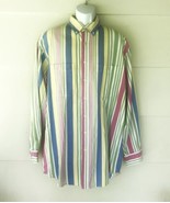 Lands’ End Striped Button Down Shirt Pastel Sz Tall Large 16 16 1/2 - £12.48 GBP