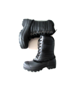 NIB HUNTER Original Shearling Lined Pac in Black Lace-up Rain Boots US 6... - £70.40 GBP