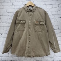 Carhartt Shacket Workwear Shirt Mens L Tan Brown 509MRH Distressed Flaw  - £27.68 GBP