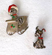 Disney 101 Dalmatians Holiday Christmas Vintage Brooch and Pin Lot of 2 - £39.52 GBP