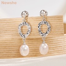 Exquisite Baroque Irregular Pearl Drop Dangle Hoop Earrings for Women Solid 925  - £56.56 GBP