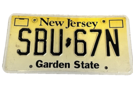 New Jersey License Plate SBU-67N  Vintage Garden State FREE SHIPPING - $17.77
