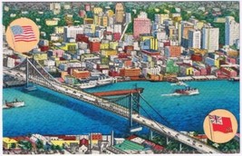 Postcard Ambassador Bridge From Detroit Michigan To Windsor Ontario - £7.89 GBP