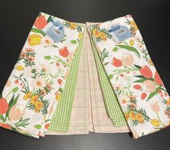 LOT of 6 Kitchen Hand Tea Towels Floral &amp; Gingham Checkerboard Tulips Da... - $19.77