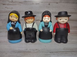 2 Sets Vintage Amish Couple Salt &amp; Pepper Shakers Plastic and Ceramic Man Woman - £5.82 GBP