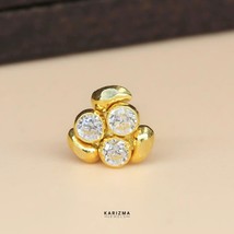 Mini 18K Véritable Or Indien Femme Blanc Zircone Cadeau Nez Clou Bague Push Pin - $26.12