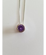 Fashion Jewelry ~ Silver-tone ~ Circle Design with a Purple Crystal ~ Ne... - £17.55 GBP