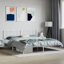 Bed Frame White Powder-Coated Steel 72.0x84.0 in Bed Frame - $312.15 CAD