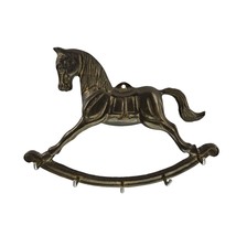 Vintage Brass Rocking Horse Key Hanger 5 Hooks Equestrian Decor - £10.38 GBP