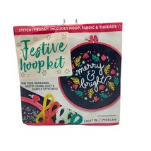 New Cross Stich Pattern Christmas Festive Hoop Kit Beginner Craft - £4.32 GBP