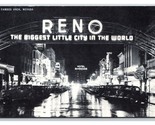 Virginia Street View Night Reno Nevada NV UNP Conoco B&amp;W Chrome Postcard V4 - $4.90