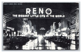 Virginia Street View Night Reno Nevada NV UNP Conoco B&amp;W Chrome Postcard V4 - £3.83 GBP