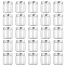 25 Pack 8 Ounce Clear Plastic Jars Containers With Screw On Lids, Round ... - £36.85 GBP