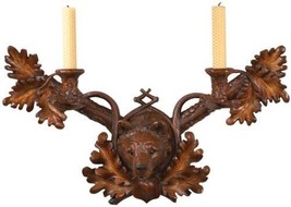 Candle Sconce Candleholder Candlestick Wall MOUNTAIN Lodge Bear Head Burnt - $489.00