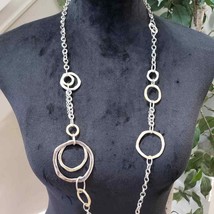 Premier Designs Silver &amp; Gold Tone Open Circle Looped Chain Necklace - £22.51 GBP